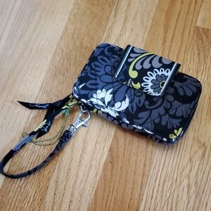 Vera Bradley Baroque Black and Yellow Floral Wallet Wristlet